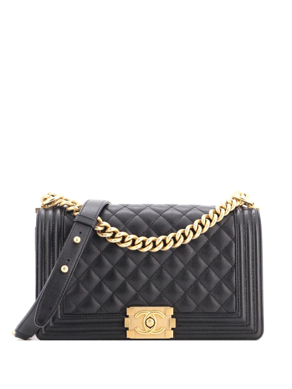 Chanel Boy Flap Bag Quilted Caviar Old #343414C49B